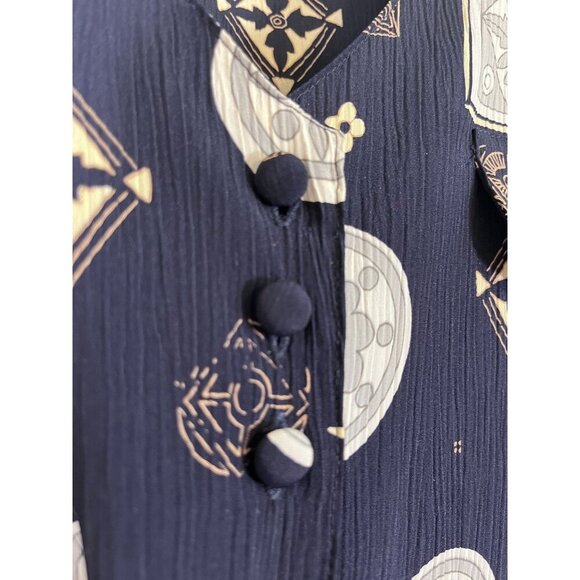 Christie Jill Top L Black Floral Medallion Witchy Goth Retro Boho Western Hippie - Picture 8 of 14